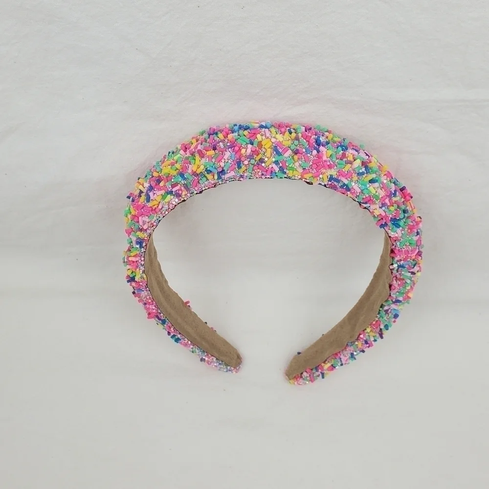 Sponge confetti wide pink multi color headband hair accessories
